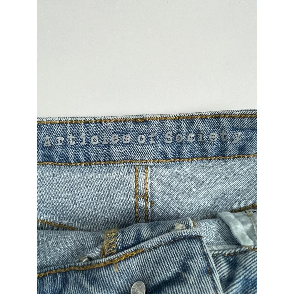 Articles of Society Denim Short Women 28 Blue High Rise Raw Hem Stretch Jean D03